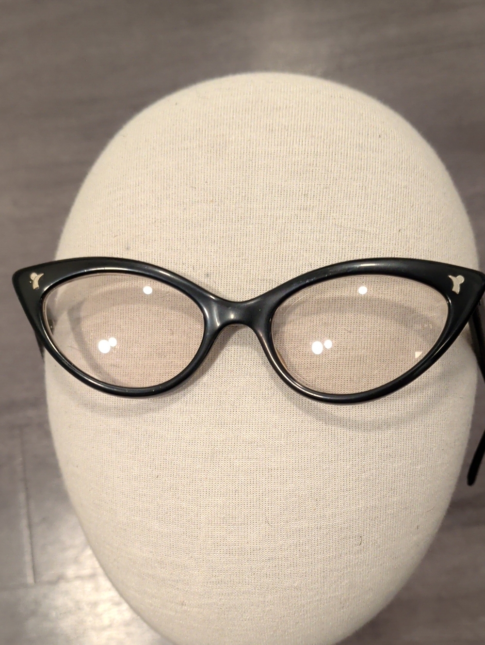 Vintage 50s Liberty Cat-Eye Glasses Black Sleek Rockabilly USA Rx Ready